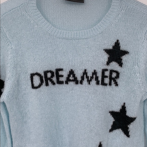 Wooden Ships Anthropologie Intarsia sweater light blue gray dreamer stars XS - Picture 2 of 5